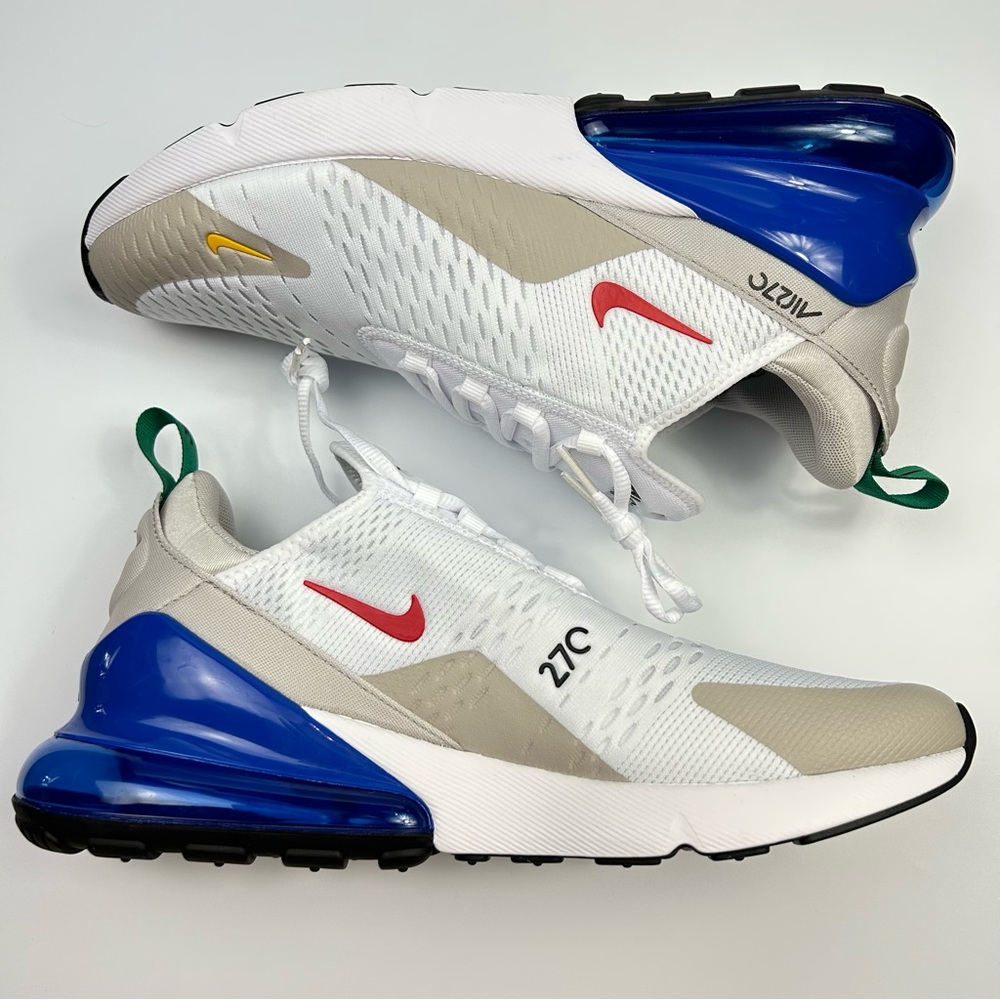 Men's Nike Air Max 270 White Blue Red Running Shoes